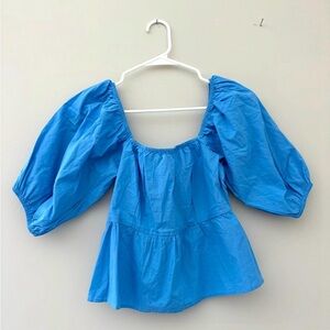 Blue Women's Puff Sleeve Top